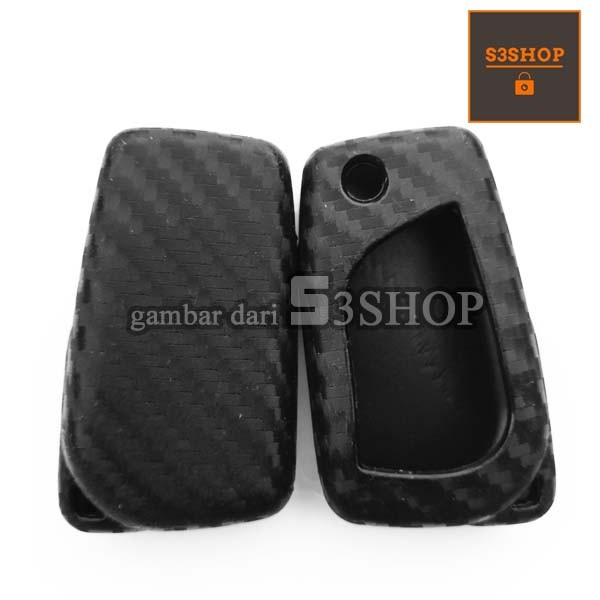 Sarung Kunci Silicon Rubber Case Key Fiber Carbon Toyota Innova Reborn Fortuner Avanza