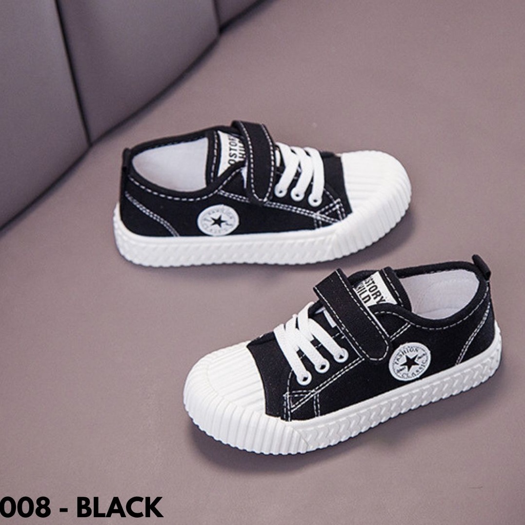 SEPATU VELCRO TALI ANAK BAHAN KANVAS LEMBUT ELASTIS ANTI SLIP KASUAL MODIS GAYA KOREA 008SEPATU