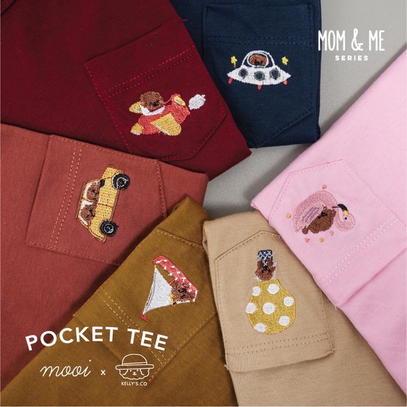 Mooi x Kelly's and Co Collaboration POCKET TEE MOM/DEWASA/KAOS WANITA