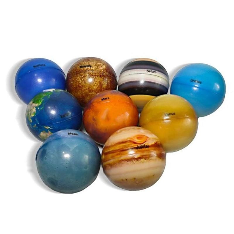 9/10pcs Mainan Edukasi Planet Bola Elastis Bola Bentuk Planet Bola Tata Surya