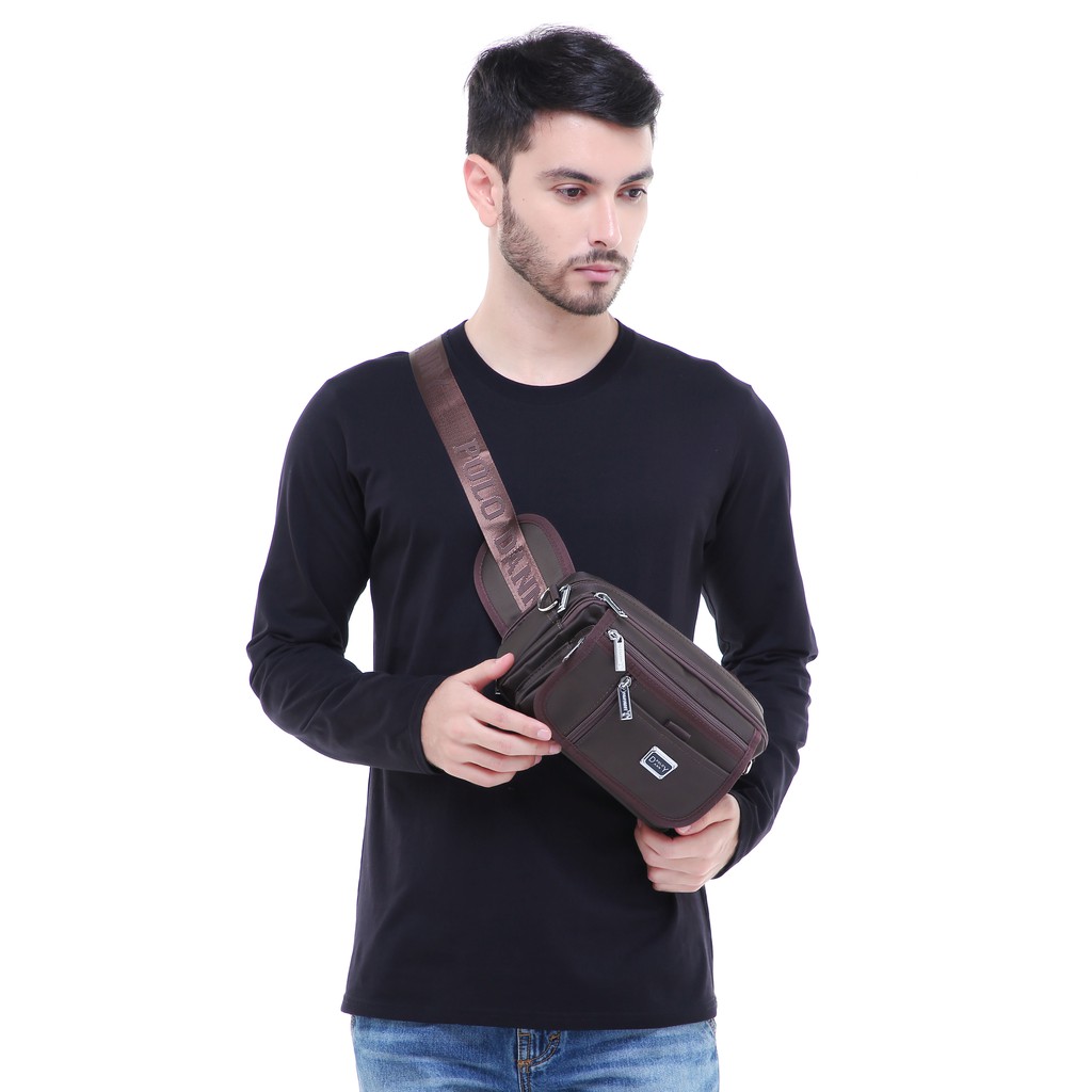 Tas Slempang Pinggang Polo Danny Tutup Tas Dada Tas Pinggang Pria Tas multifungsi