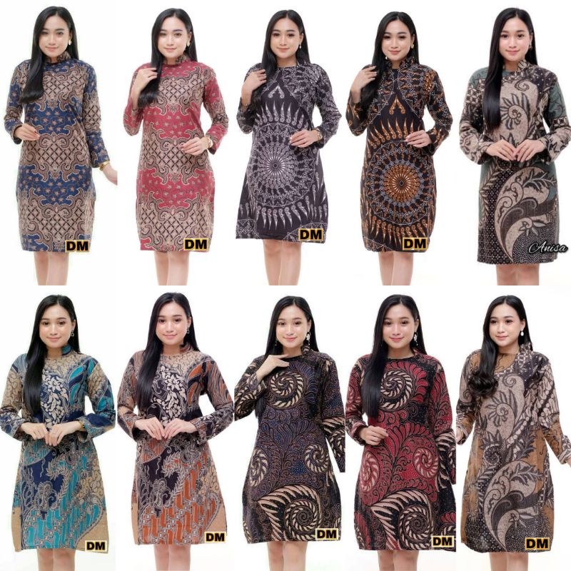 Tunik Batik Wanita Modern Terbaru JUMBO M L XL XXL Atasan Batik Wanita Seragam murah, Seragam Kantor