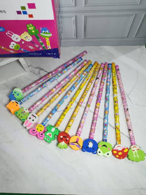 

qwe Pensil penghapus SUPER (1box=24set)/pensil unik/pensil stip/pensil hapusan