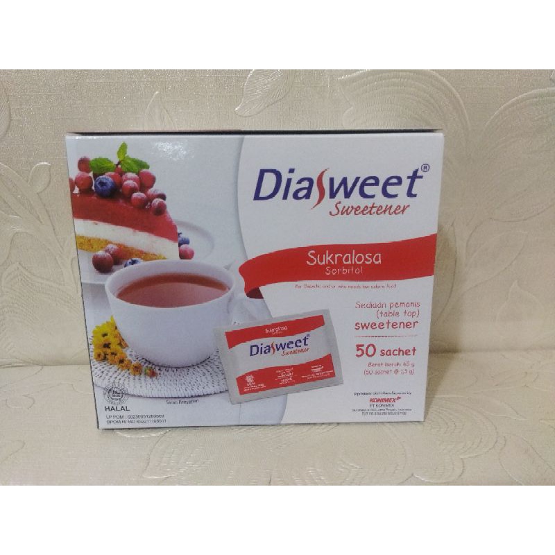 GULA DIASWEET SWEETENER ISI 50 PCS / DIASWEET SWEETENER / GULA RENDAH KALORI  / DIASWEET