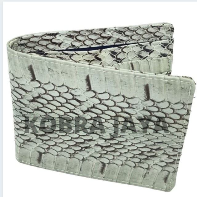 Dompet Cowok Kulit Ular Asli Pria Original Tanpa Sambungan Garansi Asli Warna Hitam Emas dan Putih-3
