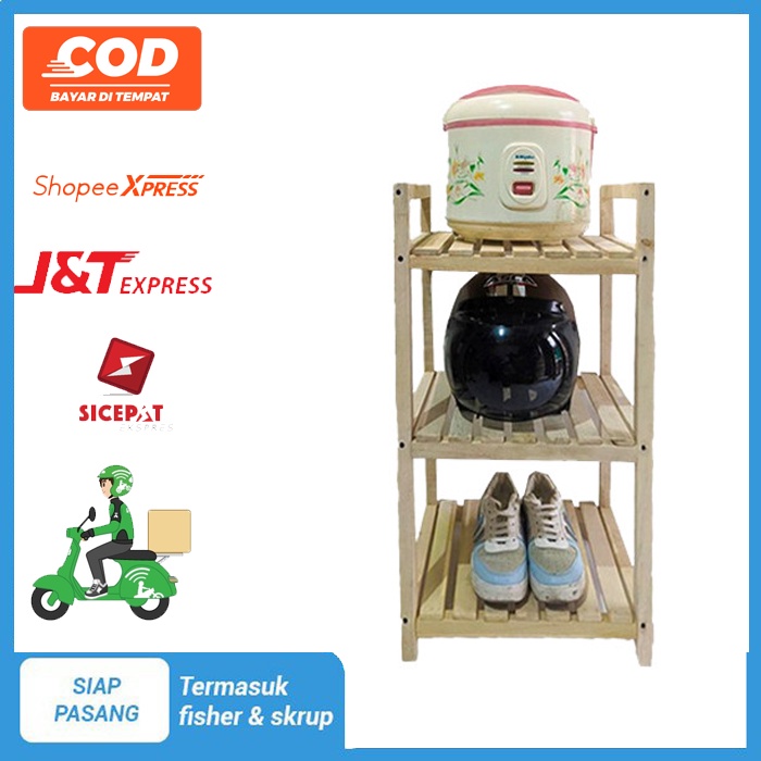 Rak Rice Cooker Dan Dispenser | Rak Susun Serbaguna Kayu Jati Belanda