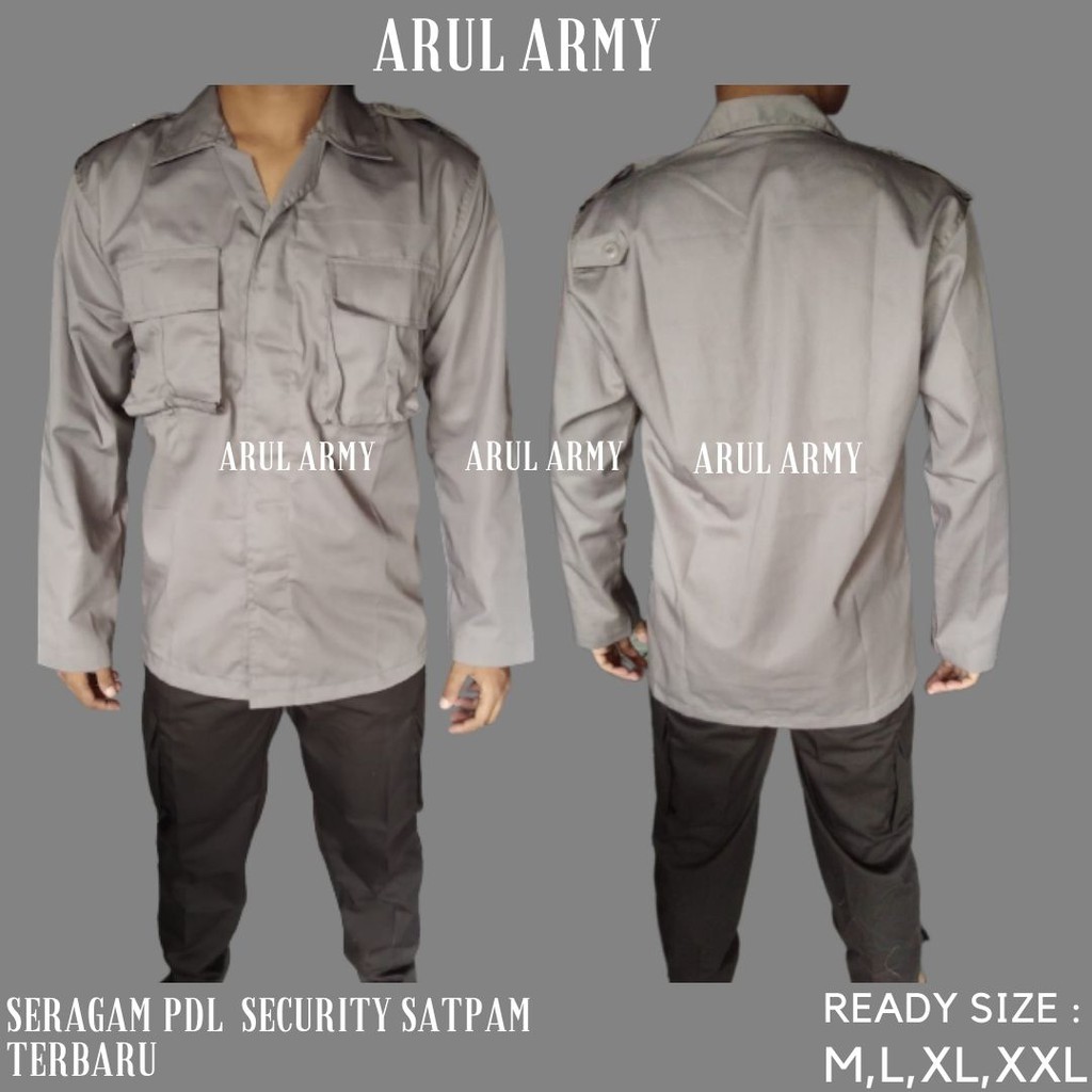 Setelan seragam pdl security satpam baju pdh keamanan terbaru coklat polri 2020 safari versi polos