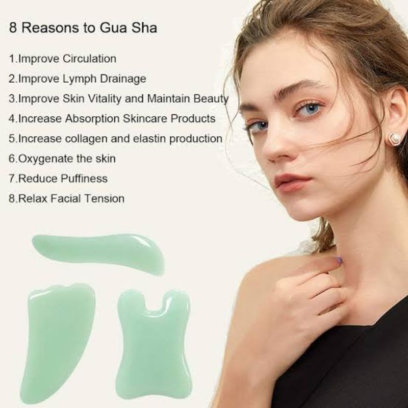 GUA SHA TOOLS PEMIJAT WAJAH / FACE MASSAGER JADE / TERAPI MUKA BATU JADE GIOK / ALAT PIJAT WAJAH MURAH