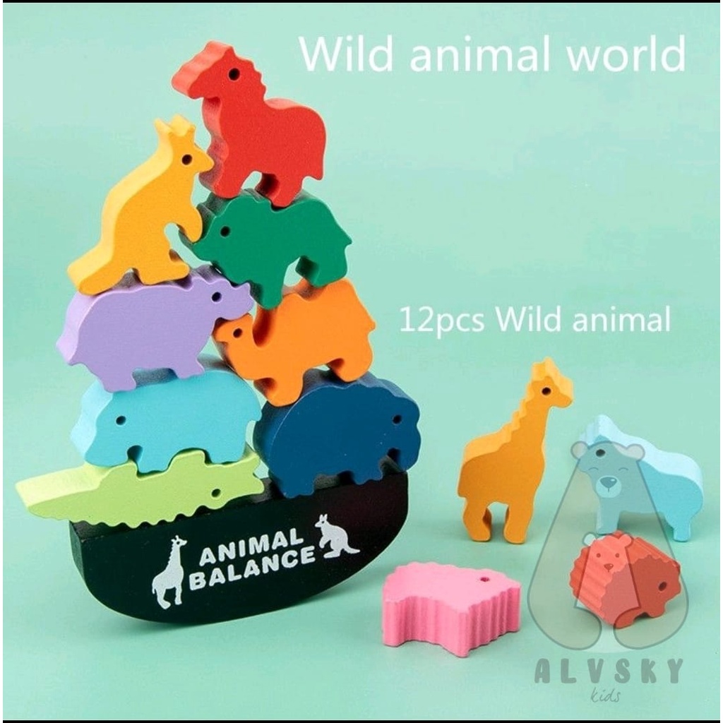 WOODEN ANIMAL BALANCE / MAINAN KESEIMBANGAN / MAINAN EDUKASI ANAK / WOODEN TOYS