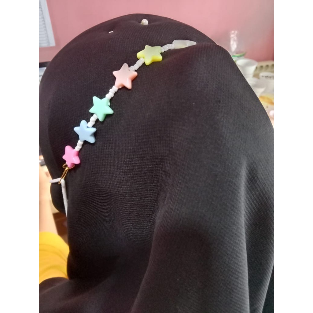 Konektor Masker Hijab Pengait Tali Masker Motif Bintang Konektor / Pengait Masker Vici Hijab Jilbab