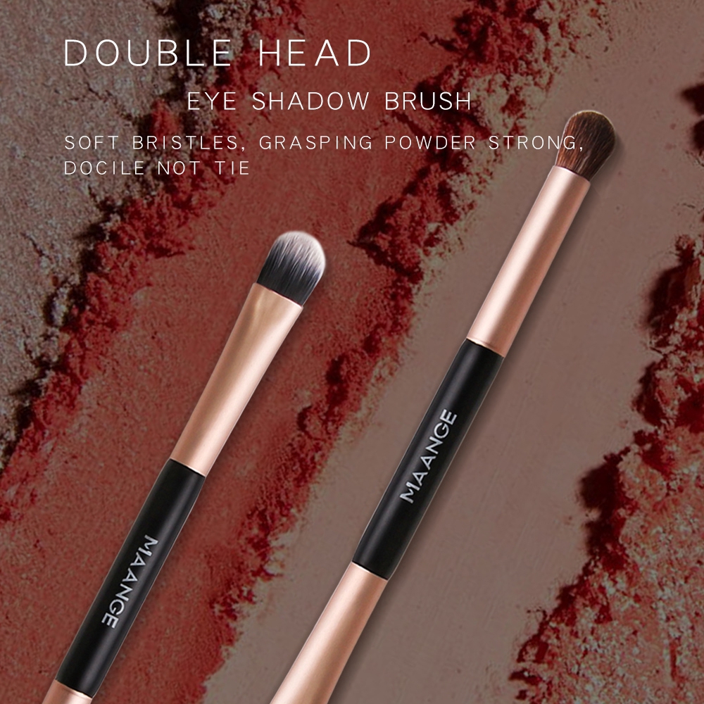 MAANGE Professional Double-End Eyeshadow Makeup Brush / Kuas Rias Multifungsi Untuk Memadukan, Foundation, Bubuk, Concealer, Stabilo / Alat Kosmetik Dasar Harian