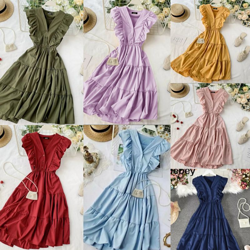 Dress Airen / Casual Dress warna ungu Lilac Dress Model Terkini / Fashion Terbaru / Korean Style GAU