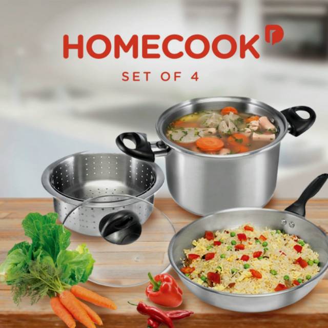 Homecook 4 - Piece Cookware (set of 4), wajan, panci stainless steel