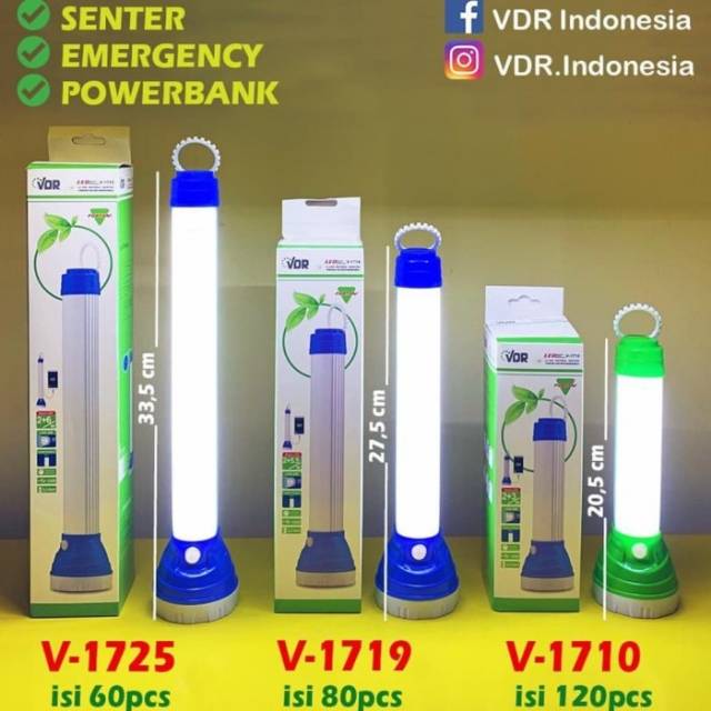 Senter Charge LED + Emergency Lamp V-1719 USB VDR