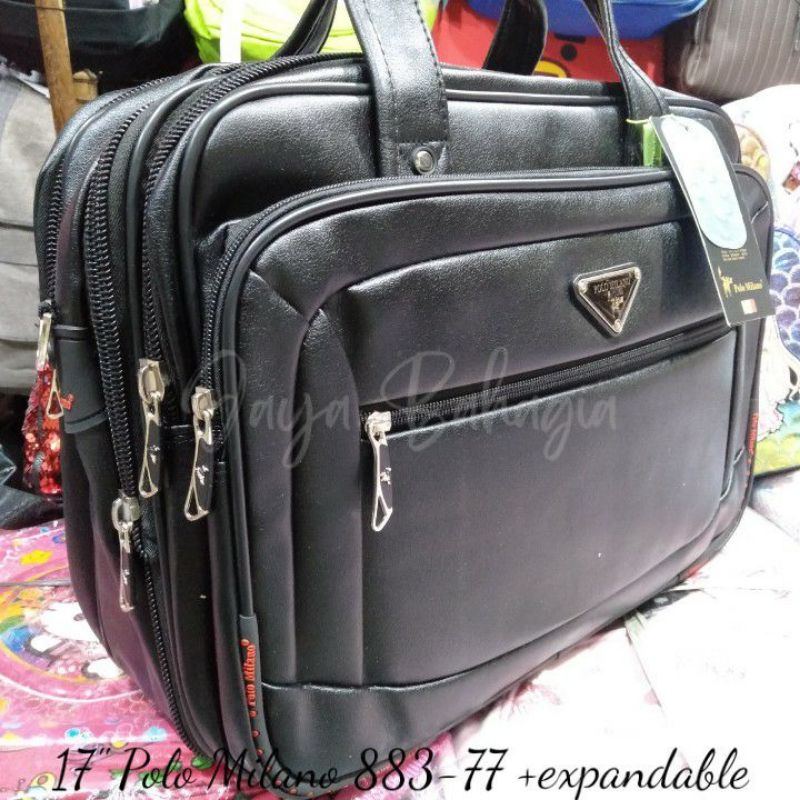 Tas Kantor Laptop Polo Milano Kulit Expand Briefcase Anti Air Selempang Kerja Jinjing Pria Original