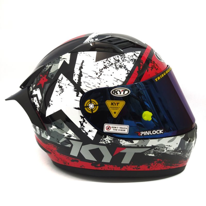 Helm KYT R10 #3 Full Face White Red Black