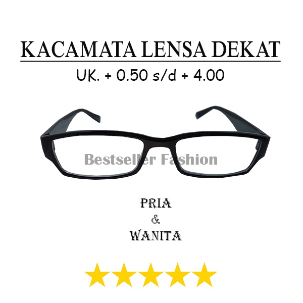Kacamata Baca (+) uk +0.50 s/d +4.00 untuk pria dan wanita Kacamata Rabun Dekat Bingkai Hitam Reading Glasses Full Plus NOCASE