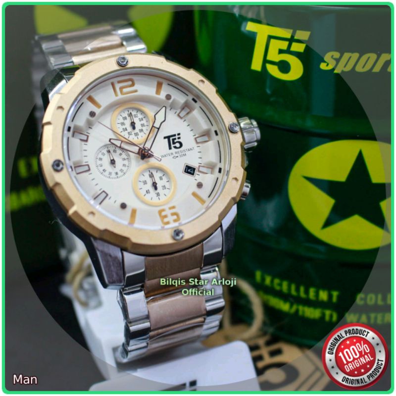 Jam Tangan Couple Murah T5 H3589 Rantai Combi (Model Ac 6410) Sepasang Original