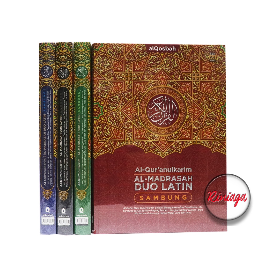 ( BISA CUSTOM CETAK NAMA ) A4 Al Quran Duo Latin Sambung Besar A4 HC Al-Madrasah Duo Latin Sambung -