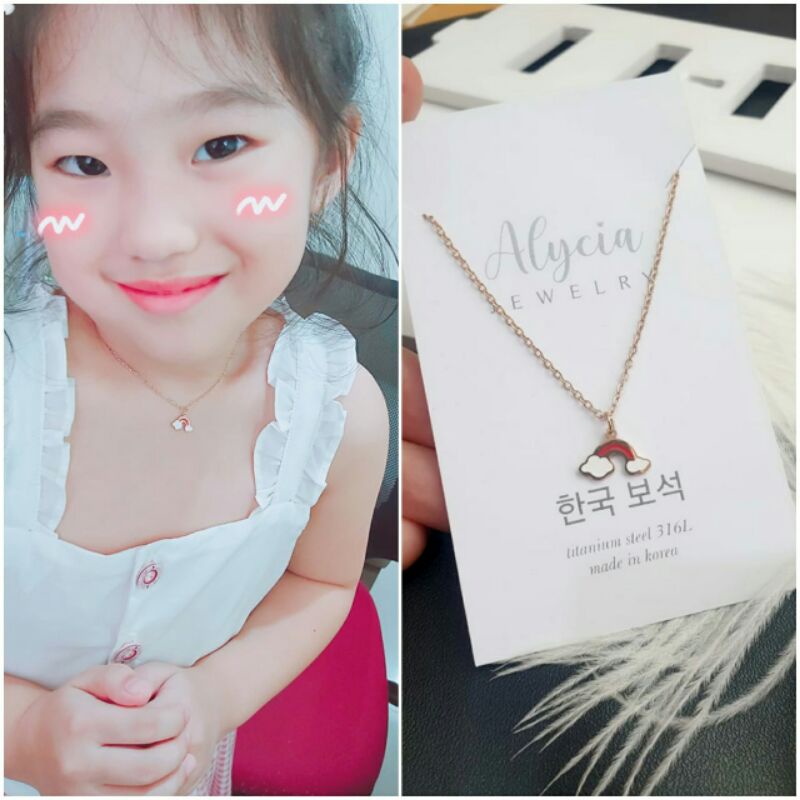 kalung anak lucu anti karat pelangi gold