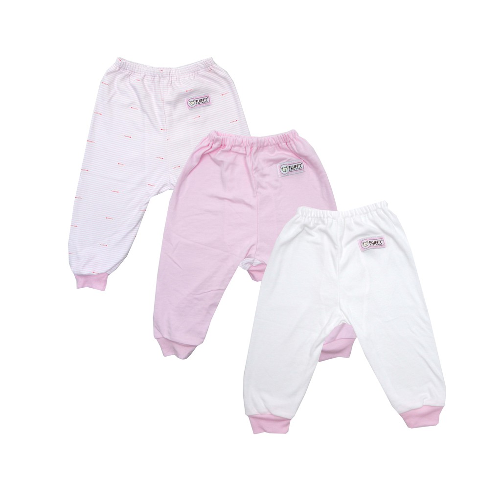 FLUFFY Celana  Panjang Bayi  PINK Isi 3Pcs CJA PNK NEWBORN 