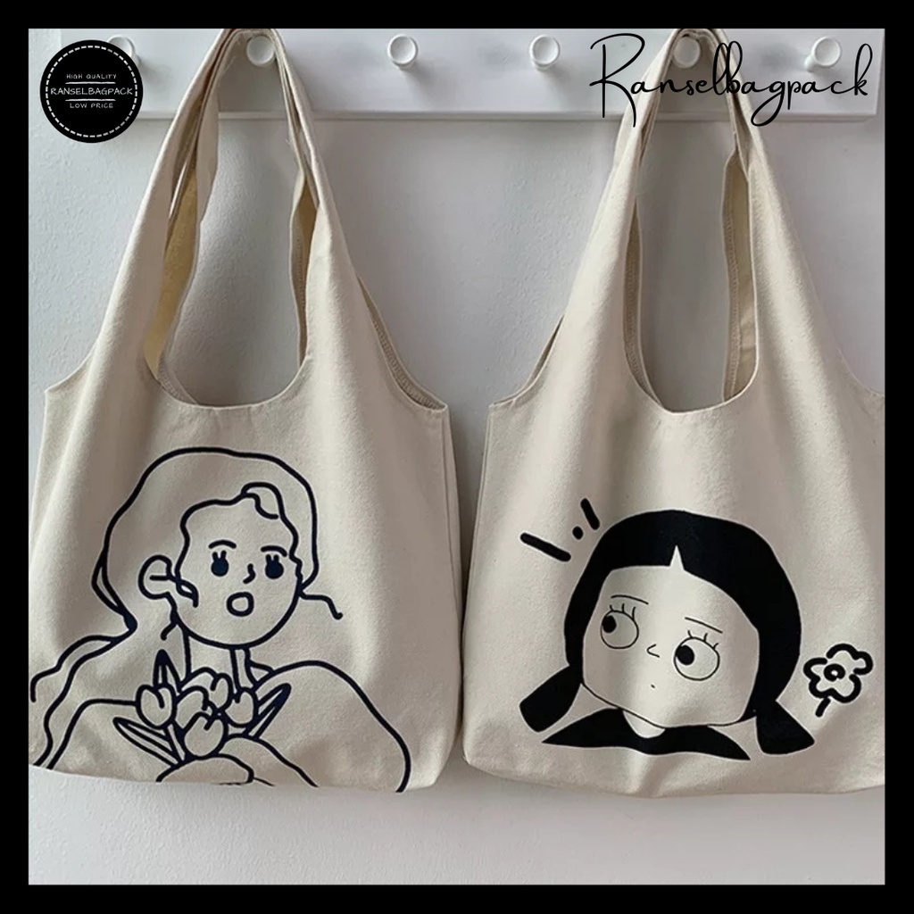 Tote Bag Wanita - Sekolah Kuliah Kerja Traveling Korea Fashion Multifungsi Stylish Bahu Kekinian Import Lokal Original Kanvas Murah Terbaru Bagus Perempuan Cewekl