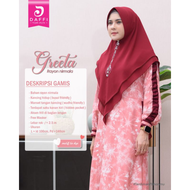 GAMIS GREETA TIE DYE Gamis Cantik Ekslusif ORI Daffi Hijab