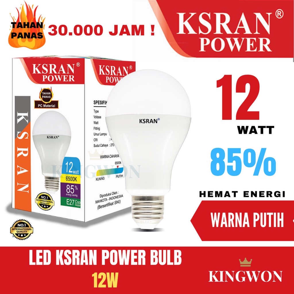 KSRAN Lampu LED 12 watt POWER - Putih BULB