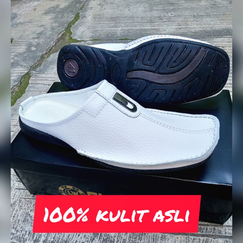 Sepatu Bustong Pria /  Sandal Bustong Tutong / Sandal slop bustong Kulit Asli