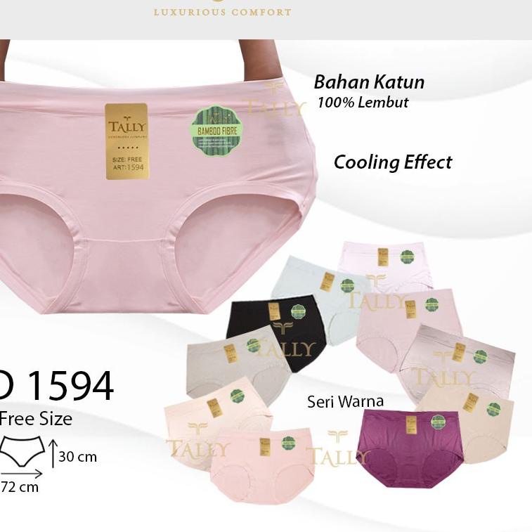 ❄ TALLY Celana Dalam Wanita Katun Bambu fit to XXL Cd Basic JUMBO Super Lembut CD 1594 ♙