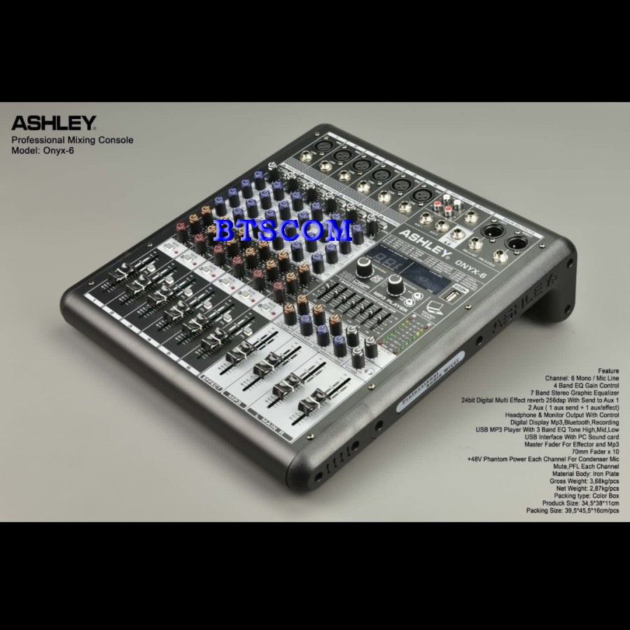 MIXER AUDIO ASHLEY ONYX6 ONYX 6 4CH USB-BLUETOOTH-RECORDING ASHLEY ONYX6