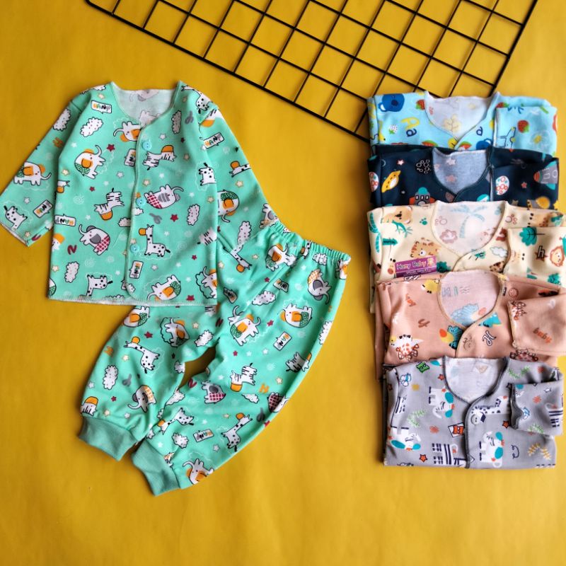 setelan piyama bayi newborn 0-3 bulan printing