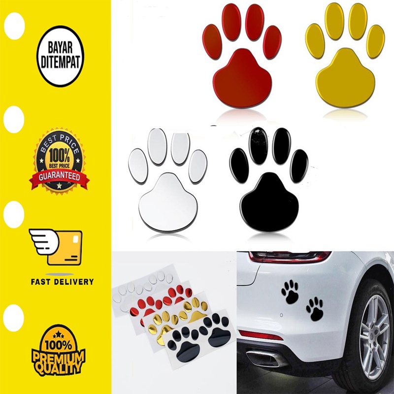 [2 Buah / Set]  Sticker Stiker 3D Timbul Emblem Mobil Motor  jejak kaki anjing Kucing Mobil Motor Aksesoris Mobil