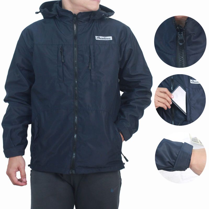 Jaket Pria Keren Distro Hodie Parasut Taslan Waterproof dan Anti Angin