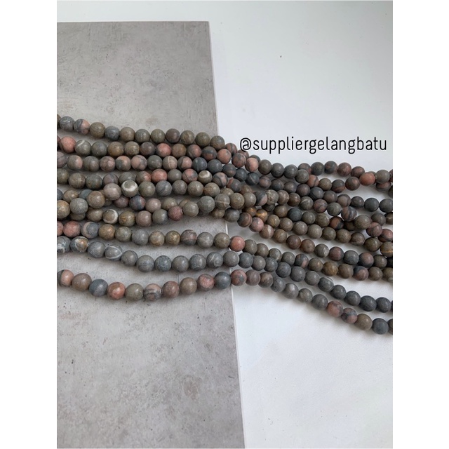 bahan ryolite jasper kokah coklat 10mm renceng batu akik gelang kalung