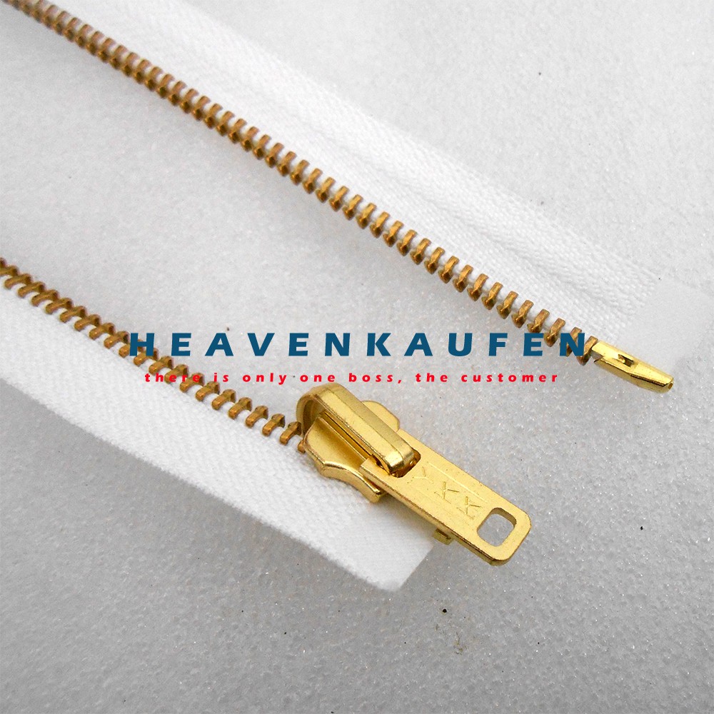 Resleting Zipper YKK Gigi Besi 75 cm Putih - Gold Emas Bolak Balik