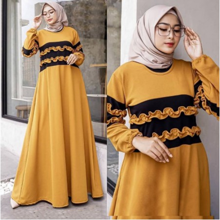 Baju Gamis Wanita Remaja Terbaru 2021 Trand Bahan Moscrepe Model Kekinian Pesta Kondangan Ukuran L T