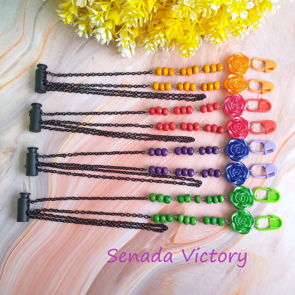 Senada Victory Kalung Masker Mote Kayu Warna 2 in 1 Strap Mask /Konektor Masker Aksesoris Wanita SKM010