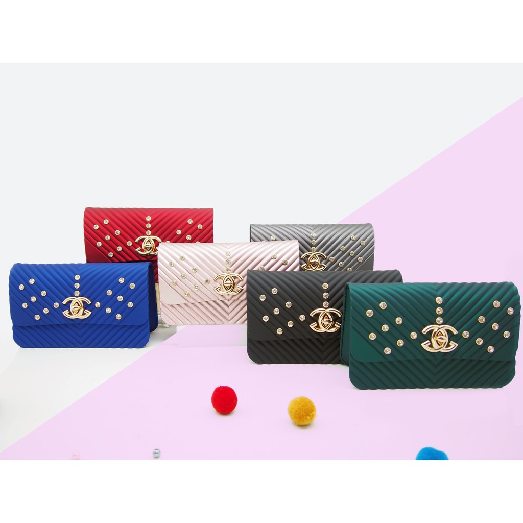 (Bukan murahan) #1827 Tas jelly Monalisa Bintik berlian bahu tangan selempang wanita sling bag cewe