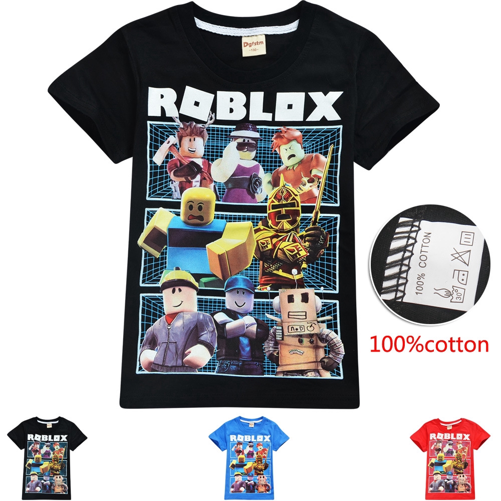 Fashion Summer Clothing Roblox Cartoon Children Boys Short Sleeve - t shirt blue plaid shirt roblox