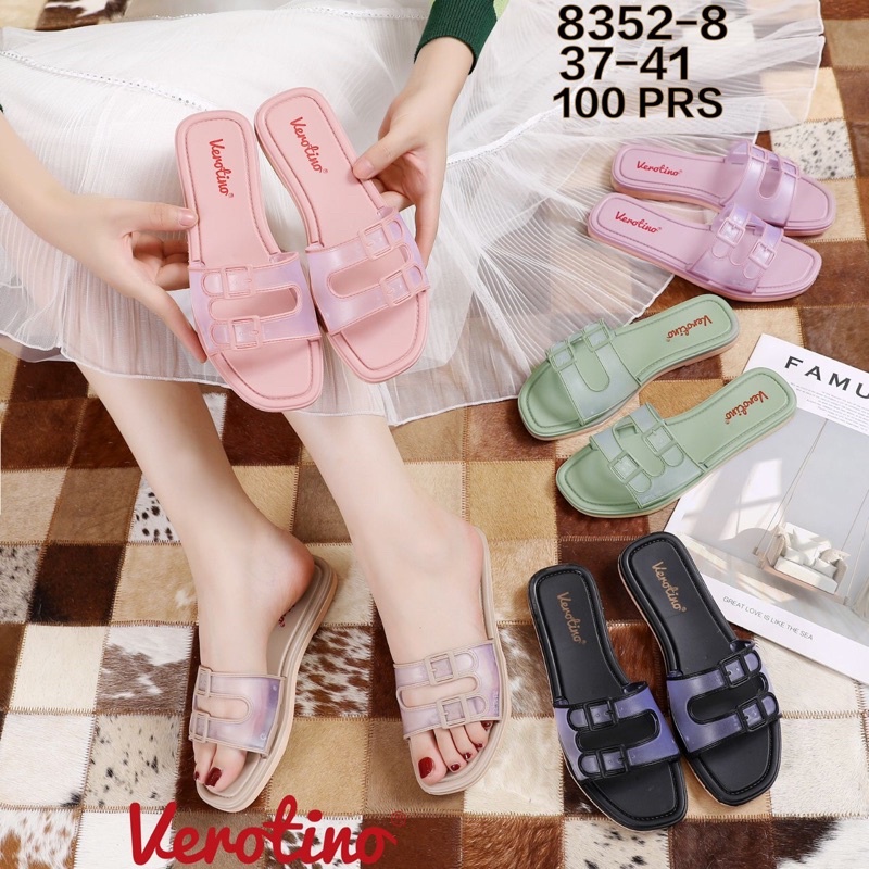 Sandal Slop Jelly Verotino 8352 Sandal Slop Gesper Ban Dua Trasparan Terbaru