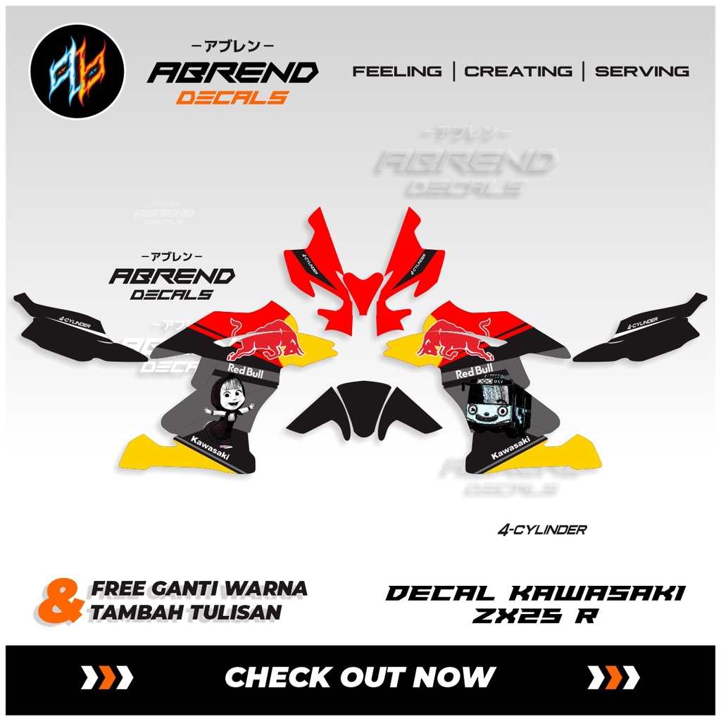 DECAL FULLBODY NINJA ZX25 R CUSTOM REDBULL - STIKER FULLBODY NINJA ZX25R