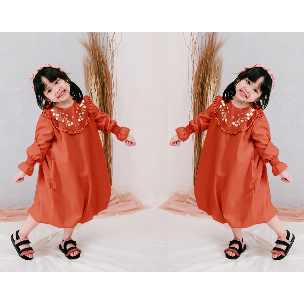 FenishaStore Dress Anak Perempuan Utami kid’s Usia 3-5 Tahun