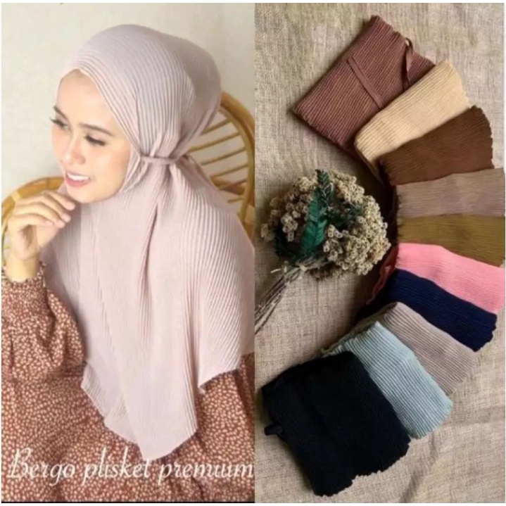 Hijab Bergo Maryam Plisket Tali Kerudung Inastan Plisket Terbaru Jilbab Bergo Maryam Tali Jumbo