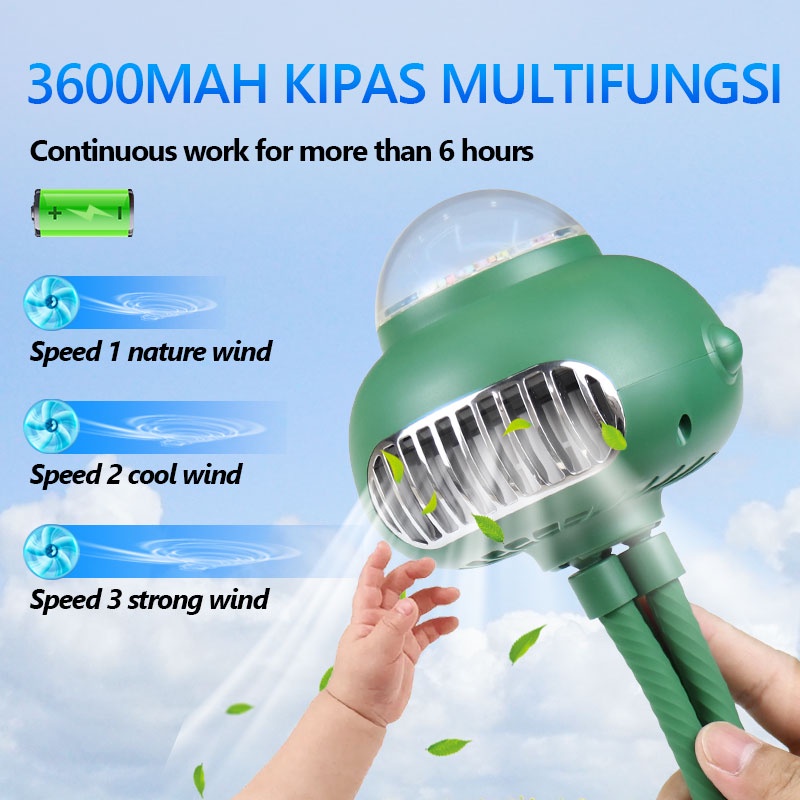 Multifungsi Penggemar Bayi Portable / Octopus Fan Mini Portable/ Phone holder  /Baby Toy Fan for Baby Stroller / Home Office / Outdoor Camping 6h Working Time