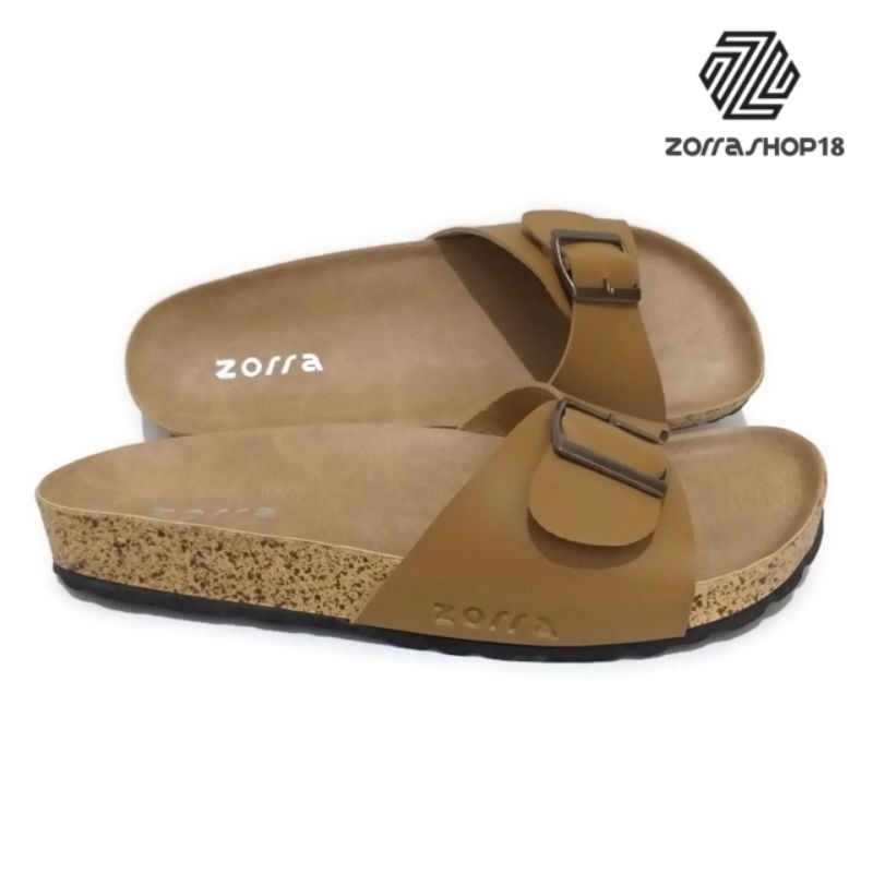 Zorra Kimmi sandal wanita selop briken gesper satu-Mocca
