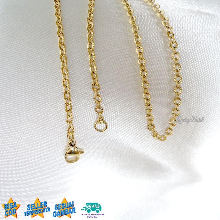 Lovelybutik - Kalung Polos Titanium Rantai Kalung Anak Titanium Model Rantai Nori Donat 35 Cm Panjang Rantai