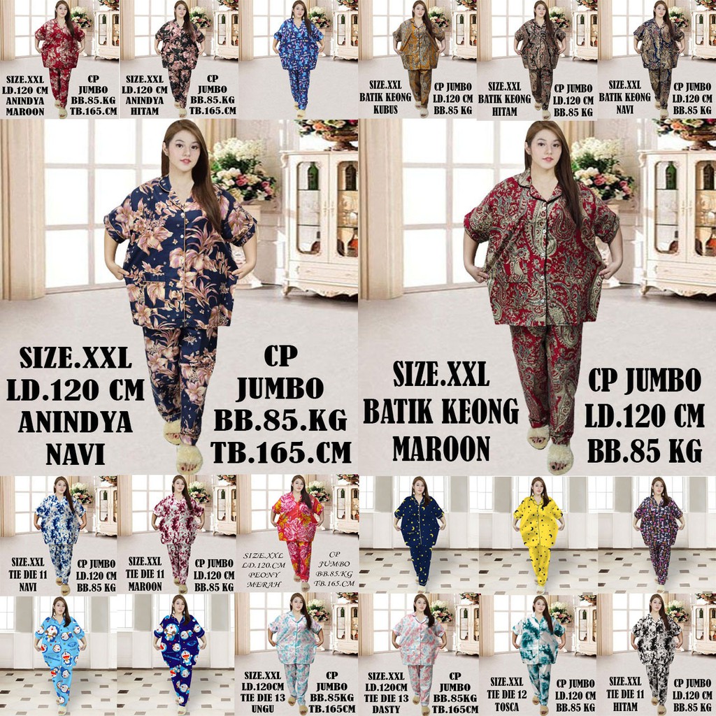 ISANNY PIYAMA SIZE.XXL CP JUMBO/TIE DIE/BATIK KEONG/BUNGA/READY STOK