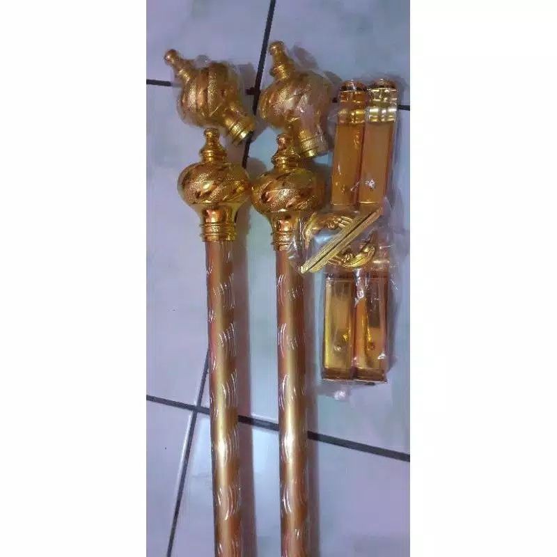 Batang Gordin Gorden Hordeng Hardeng Besi Ring FULLSET 1,5 m meter 150 cm centimeter GOLD Uril