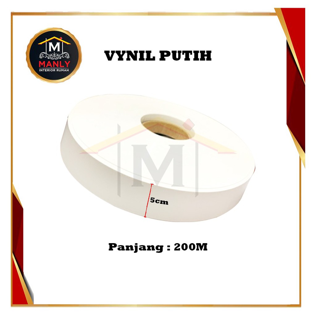 Edging Putih Vynil Dop 5 cm (50 mm) / Vinyl Vinil Putih Dof, Isi 1 Roll (200M)